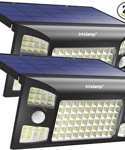 Intelamp Solar Motion Security Lights 1300LM 3 Modes IP65 Waterproof 2Pack
