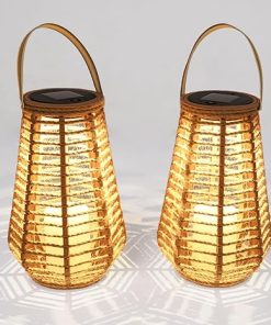 2 Pack Solar Lanterns for Outdoors Hemp Rope LED Garden Lights 2
