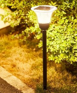 Outdoor Solar Landscape Bollard Light Warm LED Pathway Aluminum IP65