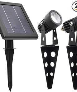 Mini Twin Solar Powered LED Spotlight Warm White Outdoor Garden Light