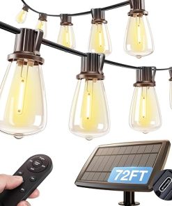 72FT Solar String Lights Outdoor Waterproof with Remote USB Port