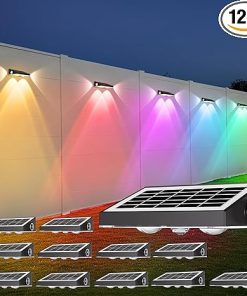 Outdoor Solar Lights 10 RGBCW Modes IP65 Waterproof LED Fence Lights
