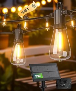 Kawaya 100 FT Solar Outdoor String Lights with 50 Shatterproof Bulbs