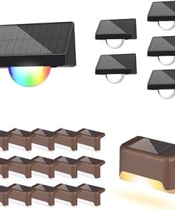 Solar Deck Lights Outdoor 16 Pack and Waterproof Stair Lights 6 Pack