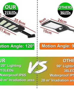 2Pcs Solar Street Light 213 LED PIR Motion Sensor Waterproof Outdoor Lamp 2