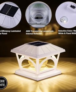 Solar Post Cap Lights 20 Lumens Warm White RGB 3 Modes for 4×4 Posts 2