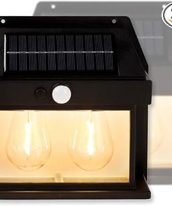 Solar Dual Edison Bulb Motion Sensor Wall Light Waterproof 2-Pack