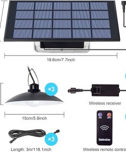 Solar Shed Lights 3 Heads Remote Control Indoor Outdoor Waterproof 2