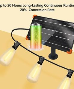 120ft Solar String Lights Outdoor Waterproof 60 Bulbs Warm White 2