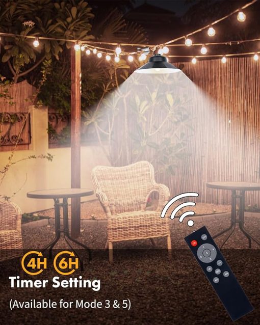 1200LM Solar Shed Light with Motion Sensor Remote Waterproof Indoor Outdoor - Image 2