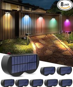 8 Pack 2-in-1 Solar Outdoor Lights with 10 Colors and 5 Modes