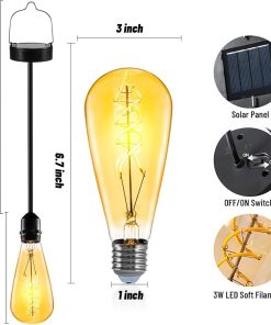 Solar Powered Edison Bulbs Hanging Lights for Outdoor Garden 2 Pack 2