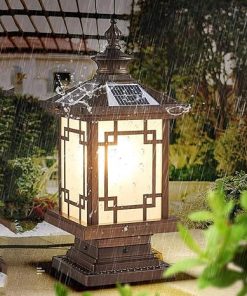 Outdoor Solar Lamp Post Light Rustic Bronze Garden Landscape Lighting 2
