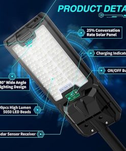 3000W Solar Street Lights Outdoor Waterproof LED Commercial Parking Lot  
LED Solar Street Lights Dusk to Dawn Remote Control for Outdoor Parking  
7200K Solar Flood Light with Motion Sensor for Outdoor Yard Pathway 2