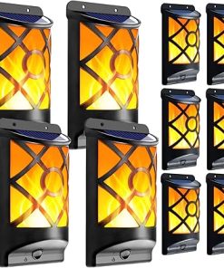 Solar Flame Lights Outdoor Flickering LED Wall Light for Patio Deck