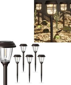 XMCOSY Solar Lights Outdoor 6 Pack LED Warm White RGB Color Change