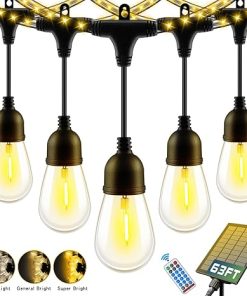 63FT Solar LED String Lights for Outdoor Use – 13 Modes Waterproof