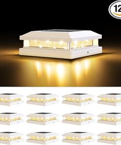 Solar Post Cap Lights 12-Pack Waterproof LED for 4×4 5×5 Fences