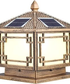 Traditional Solar Column Lamp for Outdoor Lighting and Pathway Decor
