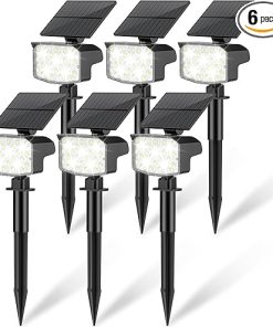 Outdoor Solar Spot Lights Waterproof Adjustable 3 Lighting Modes 2 Pack