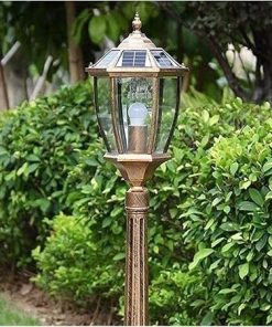 Outdoor Solar Garden Light Waterproof Retro Post Lamp E27