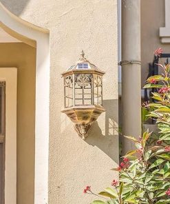 Vintage Solar Wall Sconce Outdoor Light Waterproof Bronze Lantern 2