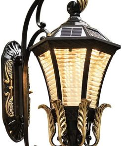 Outdoor Retro Solar Wall Lamp Waterproof Garden Lighting Fixture