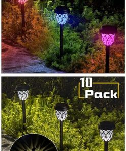 10 White and 10 Color Changing Solar Lights for Pathway Decor