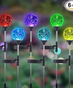 Solar Outdoor Color-Changing Glass Globe Lights 6 Pack for Yard