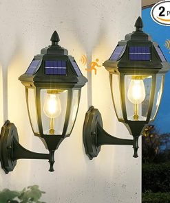 Solar Porch Lights 2 Pack with Motion Sensor for Outdoor Use