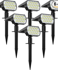 WELALO 6 Pack Solar Spot Lights Outdoor 52 LED IP65 Landscape Lights