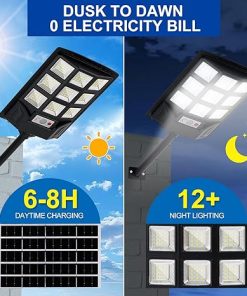 Solar Street Lights IP66 Waterproof with Motion Sensor 6500K (2 Pack) 2