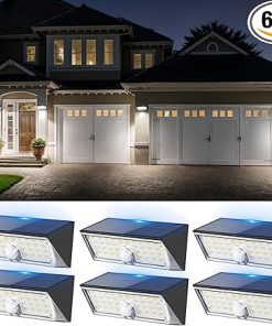 6 Pack Solar Motion Sensor Lights Waterproof for Outdoor Security