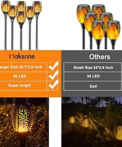 Maksone 6 Pack Solar LED Outdoor Torches Larger Size Waterproof Lights 2