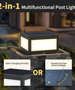 Modern 2-in-1 Solar High Voltage Waterproof Outdoor Post Lighting 2