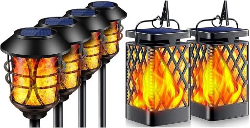 TomCare Solar Flickering Flame Torch Lights for Garden Patio Yard