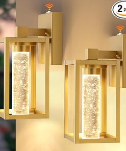 Outdoor Wall Lanterns with Crystal Bulb 2 Pack Waterproof Design