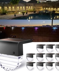 12 Pack Solar Deck Lights Outdoor Waterproof LED Lighting Setup