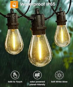 60FT Solar String Lights with 18 Shatterproof LED Bulbs for Outdoors 2