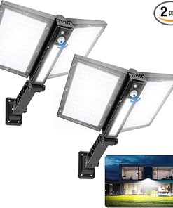 Outdoor Solar Motion Sensor Flood Light with Remote Control 2 Pack