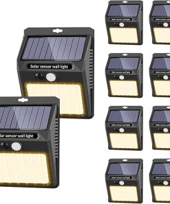10 Pack IP65 Waterproof Solar Motion Sensor Outdoor Lights Warm White