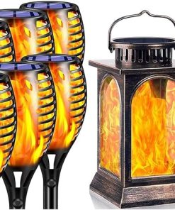 TomCare Flickering Flame Solar Lights for Garden Patio Yard