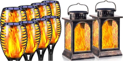 TomCare Flickering Flame Solar Lights for Garden Patio Yard