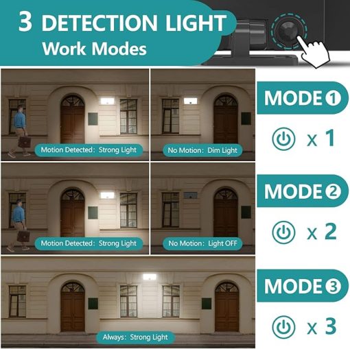 Solar Motion Sensor Lights 2000 Lumens Waterproof Security 2 Pack - Image 2