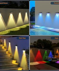 Solar Fence Lights 16 Pack RGB Warm White LED Dusk to Dawn Outdoor 2