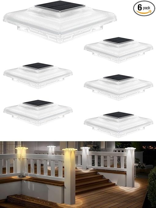 6 Pack 4x4 Post Solar Lights IP65 Waterproof Outdoor Lighting