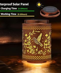 2 Pack Hummingbird Solar Lanterns for Garden Outdoor Decor Gifts 2