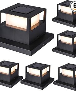 6 Pack Solar Post Lights 20 Lumen Outdoor LED Fits 4×4 5×5 6×6 Posts
