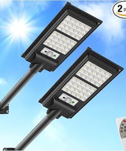80W Solar Street Light 2 Pack Motion Sensor Remote Control IP66