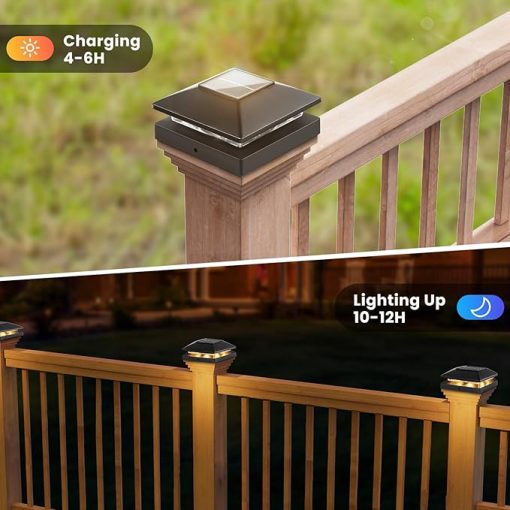 12 Pack Solar Post Cap Lights for 4x4 Wood and Vinyl Posts - Image 2